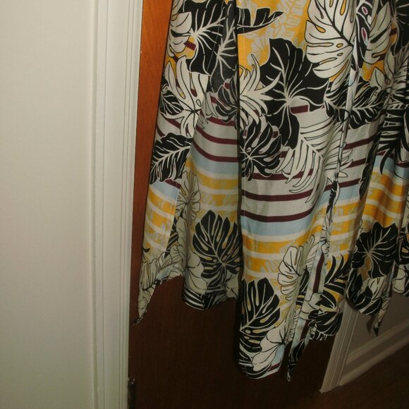 H&M Long Silky Tropical Print Kimono Robe Beach Cover Up with Attached Ties ~ M - Picture 5 of 5
